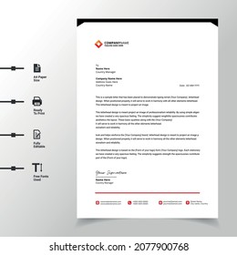 abstract business letterhead template (red modern a4 letterhead fully print ready and customizable)
