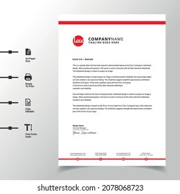 abstract business letterhead template (Red modern a4 letterhead fully print ready and customizable)
