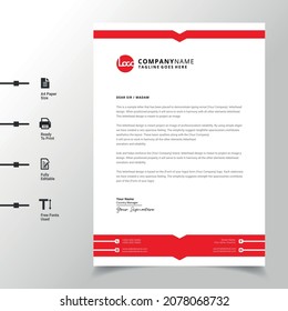 abstract business letterhead template (Red modern a4 letterhead fully print ready and customizable)
