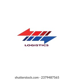 Abstract Business Logo. Blue and Red Geometric Double Arrow Origami Initial Letter isolated on White Background. Flat Vector Logo Design Template Elements.