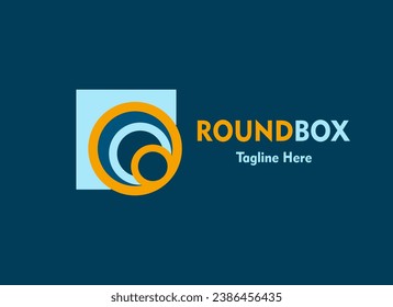 abstract business logo. circle shape inside the box. suitable for business, branding and technology logos. editable stroke.