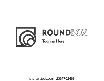 Abstract business logo. circle shape inside the box. suitable for business, branding and technology logos. editable stroke.