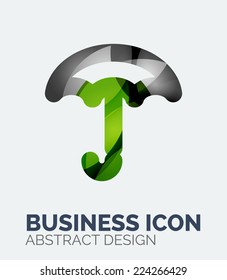 Abstract business logo, curve, flowing pieces design with shadows