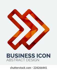 Abstract business logo, curve, flowing pieces design with shadows