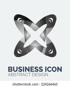 Abstract business logo, curve, flowing pieces design with shadows