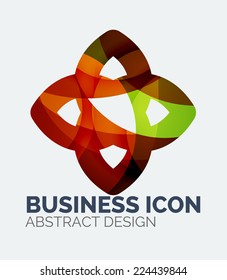 Abstract business logo, curve, flowing pieces design with shadows