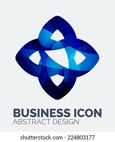 Abstract business logo, curve, flowing pieces design with shadows