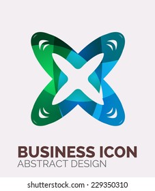Abstract business logo, curve, flowing pieces design with shadows