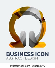 Abstract business logo, curve, flowing pieces design with shadows