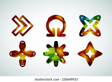 Abstract business logo, curve, flowing pieces design with shadows