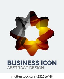 Abstract business logo, curve, flowing pieces design with shadows