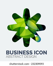 Abstract business logo, curve, flowing pieces design with shadows