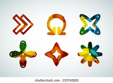 Abstract business logo, curve, flowing pieces design with shadows