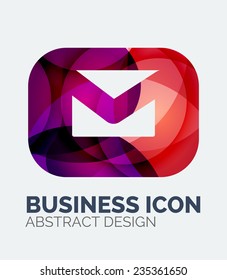 Abstract business logo, curve, flowing pieces design with shadows