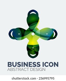 Abstract business logo, curve, flowing pieces design with shadows