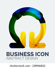 Abstract business logo, curve, flowing pieces design with shadows