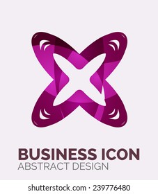 Abstract business logo, curve, flowing pieces design with shadows