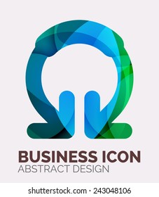 Abstract business logo, curve, flowing pieces design with shadows