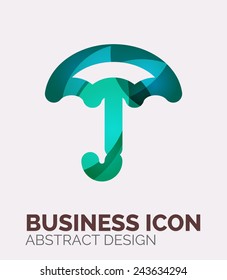 Abstract business logo, curve, flowing pieces design with shadows