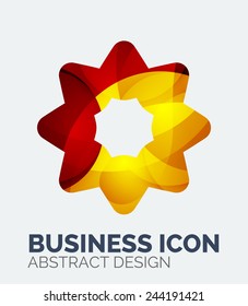 Abstract business logo, curve, flowing pieces design with shadows