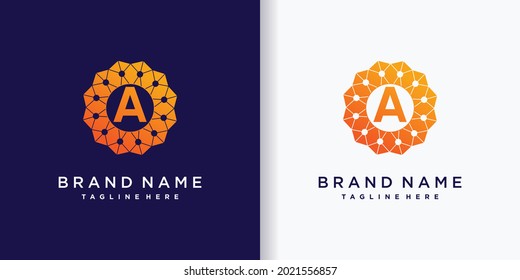 Abstract business logo design technology initial letter a with creative concept