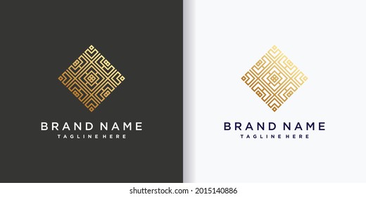 Abstract business logo design template with line art style and modern concept