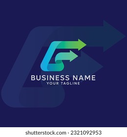 Abstract Business Logo Design Template With Letter G and arrow Symbol.Connected arrow up, growth, progress integrate and success concept. Vector interaction icon.