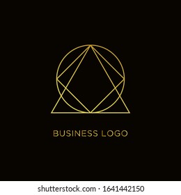 abstract business logo design, triangle vector, golden circle vector with black background