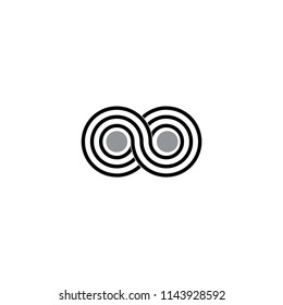 Abstract business logo graphic vector. Design eight round black and grey on white background isolated. Design print for symbol, logo, apps, element, template. Set 4