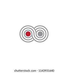 Abstract business logo graphic vector. Design eight red and grey on white background isolated. Design print for symbol, logo, apps, element, template. Set 9