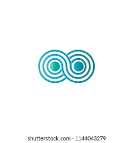 Abstract business logo graphic vector. Design eight connect gradient blue on white background isolated. Design print for symbol, logo, apps, element, template. Set 13