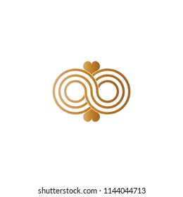 Abstract business logo graphic vector. Design eight love gradient gold on white background isolated. Design print for symbol, logo, apps, element, template. Set 16