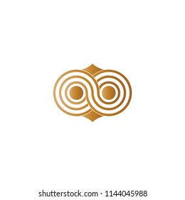 Abstract business logo graphic vector. Design eight and parallelogram gradient gold on white background isolated. Design print for symbol, logo, apps, element, template. Set 18