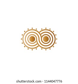 Abstract business logo graphic vector. Design eight with dots gradient gold on white background isolated. Design print for symbol, logo, apps, element, template. Set 20
