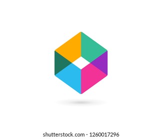 Abstract business logo icon design with cube letter O