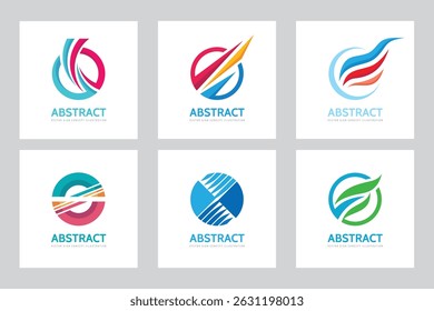 Abstract business logo set vector illustration. Concept business success strategy sign collection. Development symbols. Optimism icons. Graphic design elements.