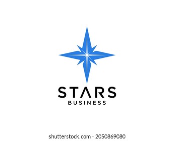 Resumen del logotipo comercial. Signo cruzado de flecha de estrella aislado en fondo blanco. Elemento de plantilla de diseño de logotipo de vectores planos. 