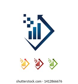 Abstract Business logo symbol. Marketing vector concept illustration. 
Economics Abstract Vertical shapes sign. 
Chart with the arrow up Business finance design template.