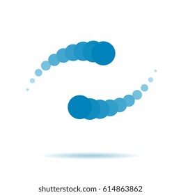Abstract business logo symbol. Vector dots on white background. Blue sign like water drops