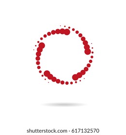 Abstract business logo symbol. Vector dots on white background. Red dotted sign