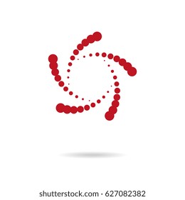 Abstract business logo symbol. Vector dots on white background. Red dotted sign