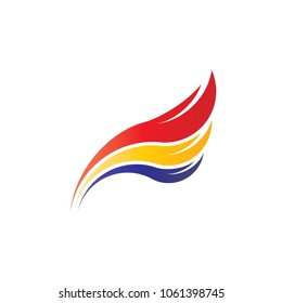 Abstract business logo vector. Design three colors single wing on white background. Design print for company identity and element. Set 2