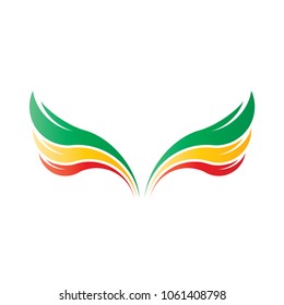 Abstract business logo vector. Design green, yellow, and red wings blue on white background. Design print for company identity and element. Set 2