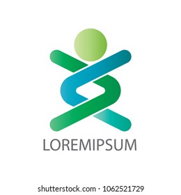 Abstract business logo vector. Design people meditation symbol blue and green gradient on white background. Design for print company identity, element, apps. Set 1