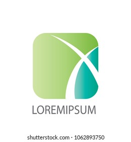 Abstract business logo vector. Design square x green and blue on white background. Design print for company identity, element, icon, symbol. Set 2