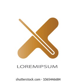 Abstract business logo vector. Design gold x on white background. Design print for identity company. Set 2