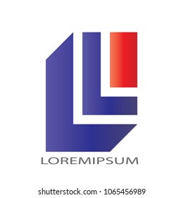 Abstract business logo vector. Design red and blue L on white background. Design print for identity company. Set 4