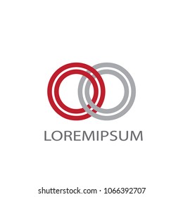 Abstract business logo vector. Design double circle red and grey on white background. Design print for company identity. Set 1