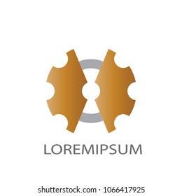 Abstract business logo vector. Design gear gold and grey on white background. Design print for company identity. Set 2