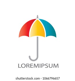 Abstract business logo vector. Design red, blue, yellow umbrella on white background. Design print for company identity. Set 3